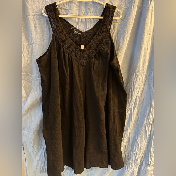 Tropical Escape Other - Tropical Escape Black Crochet-Trim Cover Up Dress